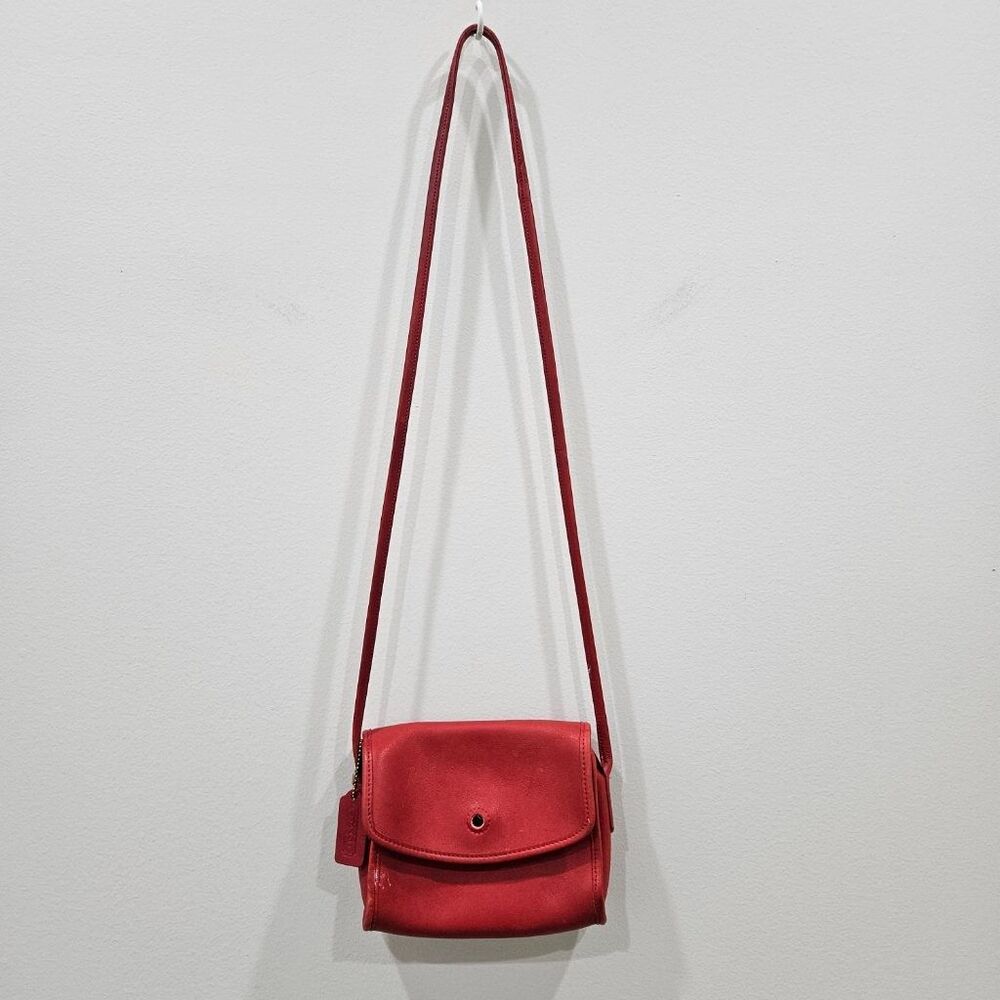 Vintage Coach Chrystie Red Leather Crossbody Bag Springlock 9892 Small Flap